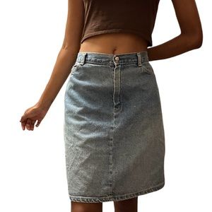 vintage knee length denim skirt